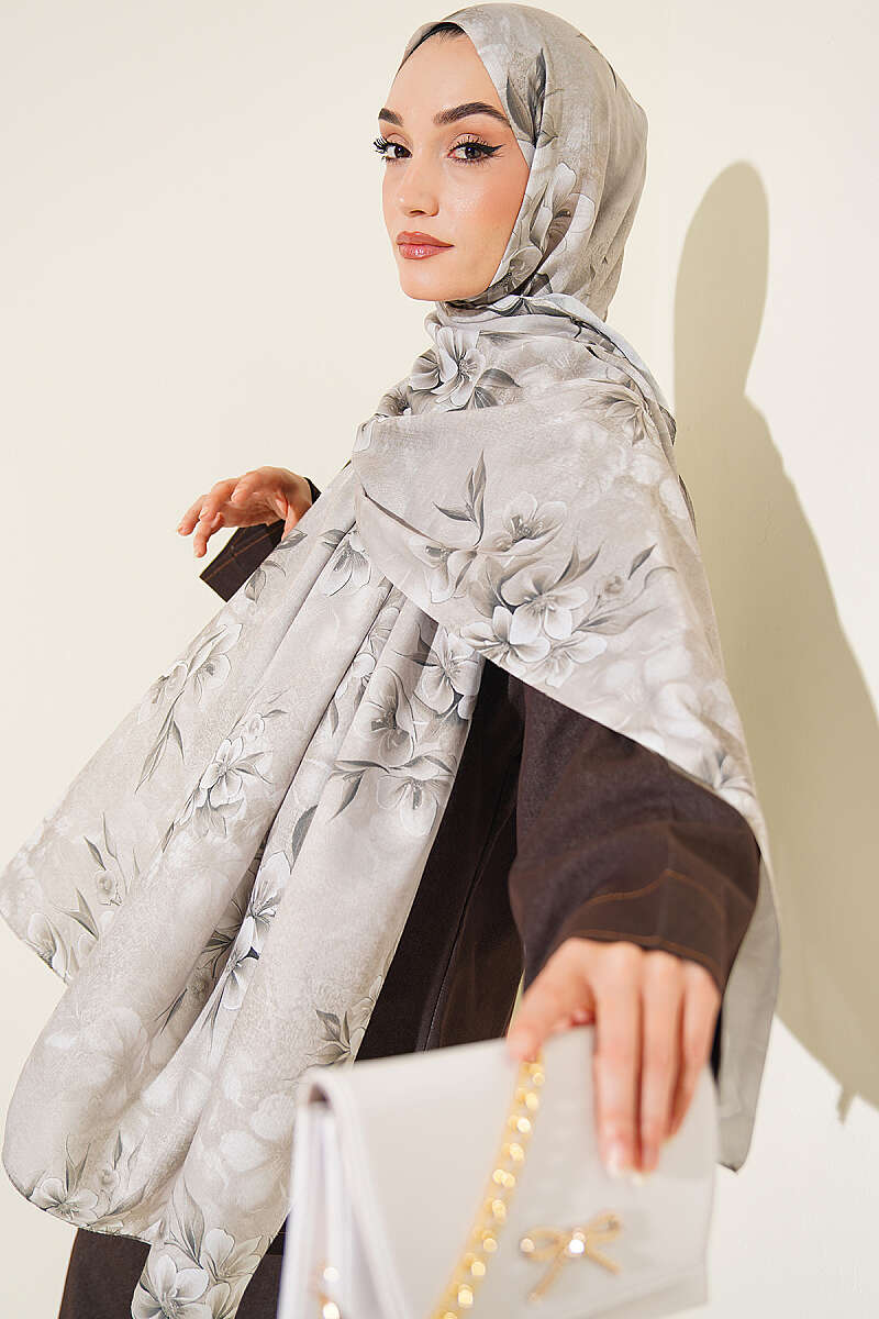 Floral Motif Shawl - Aqua Green