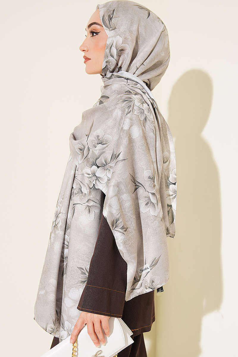 Floral Motif Shawl - Aqua Green