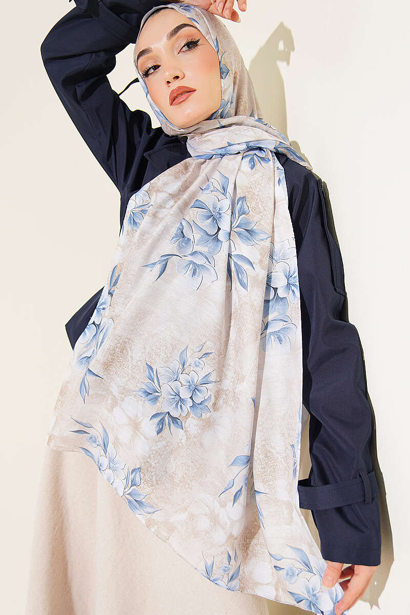 Floral Motif Shawl - Stone