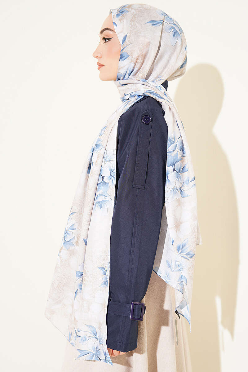 Floral Motif Shawl - Stone