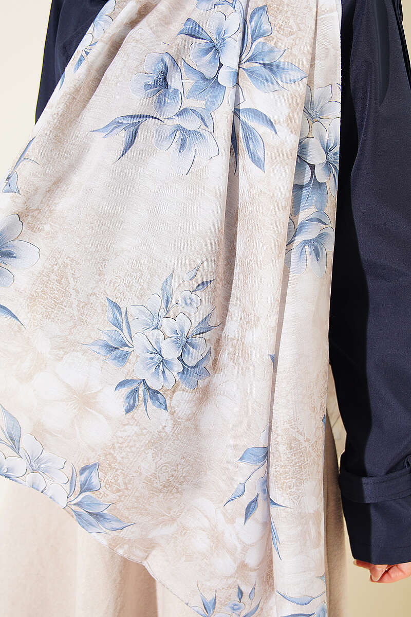 Floral Motif Shawl - Stone