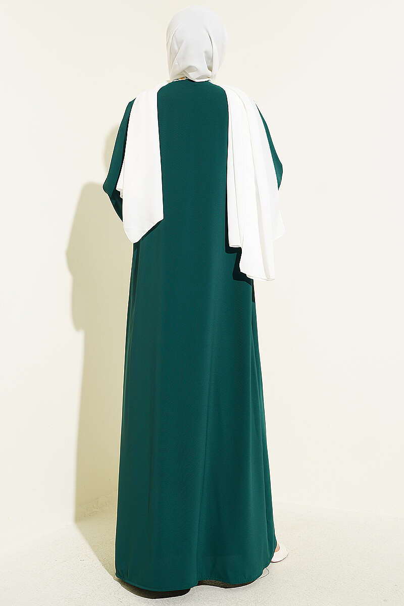Belted Beaded Abaya - Emerald