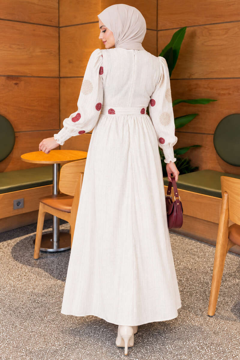 Floral Embroidered Dress - Dusty Rose