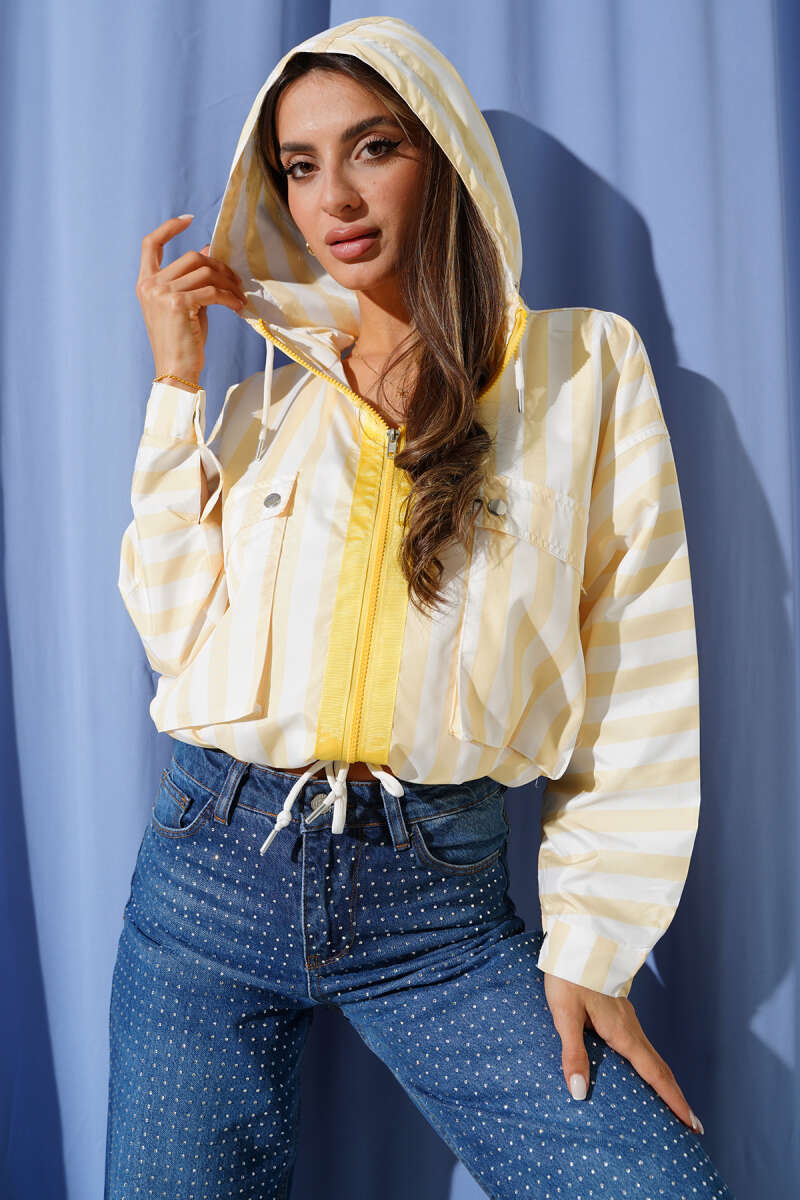 Striped Jacket with Two Pockets - Yellow