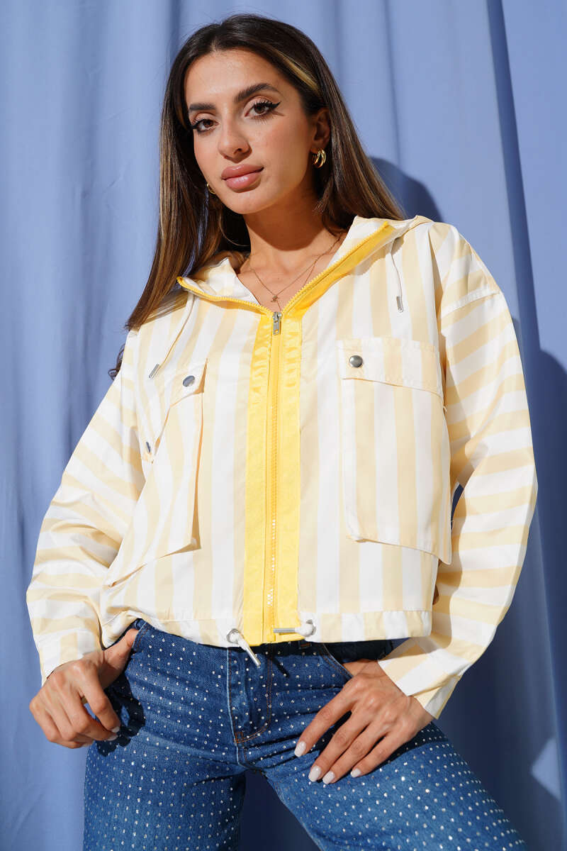Striped Jacket with Two Pockets - Yellow
