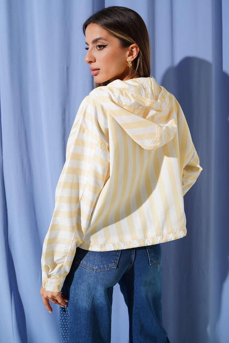 Striped Jacket with Two Pockets - Yellow