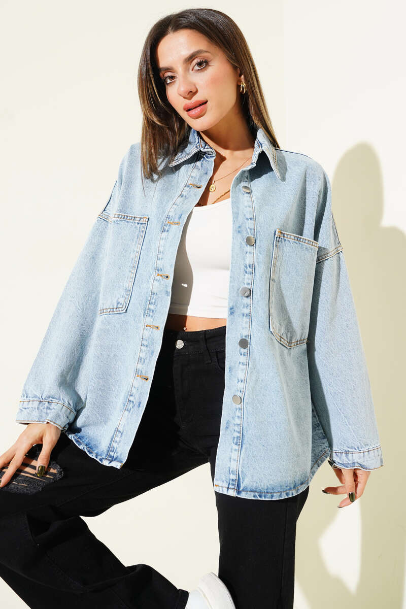 Two-Pocket Denim Jacket - Denim Blue