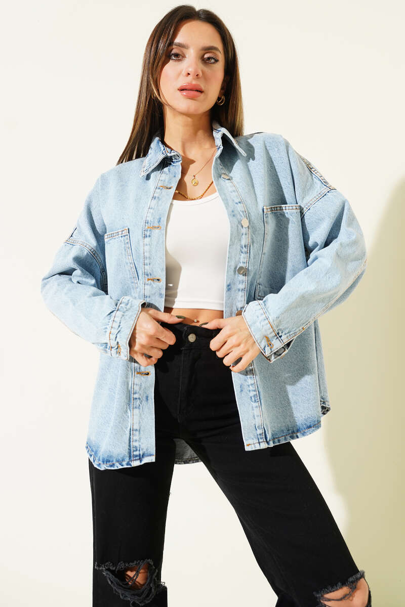 Two-Pocket Denim Jacket - Denim Blue