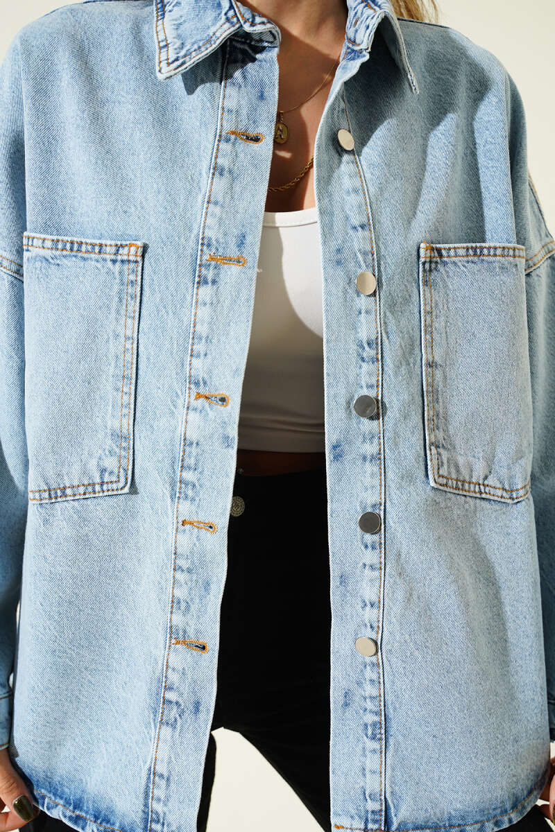 Two-Pocket Denim Jacket - Denim Blue