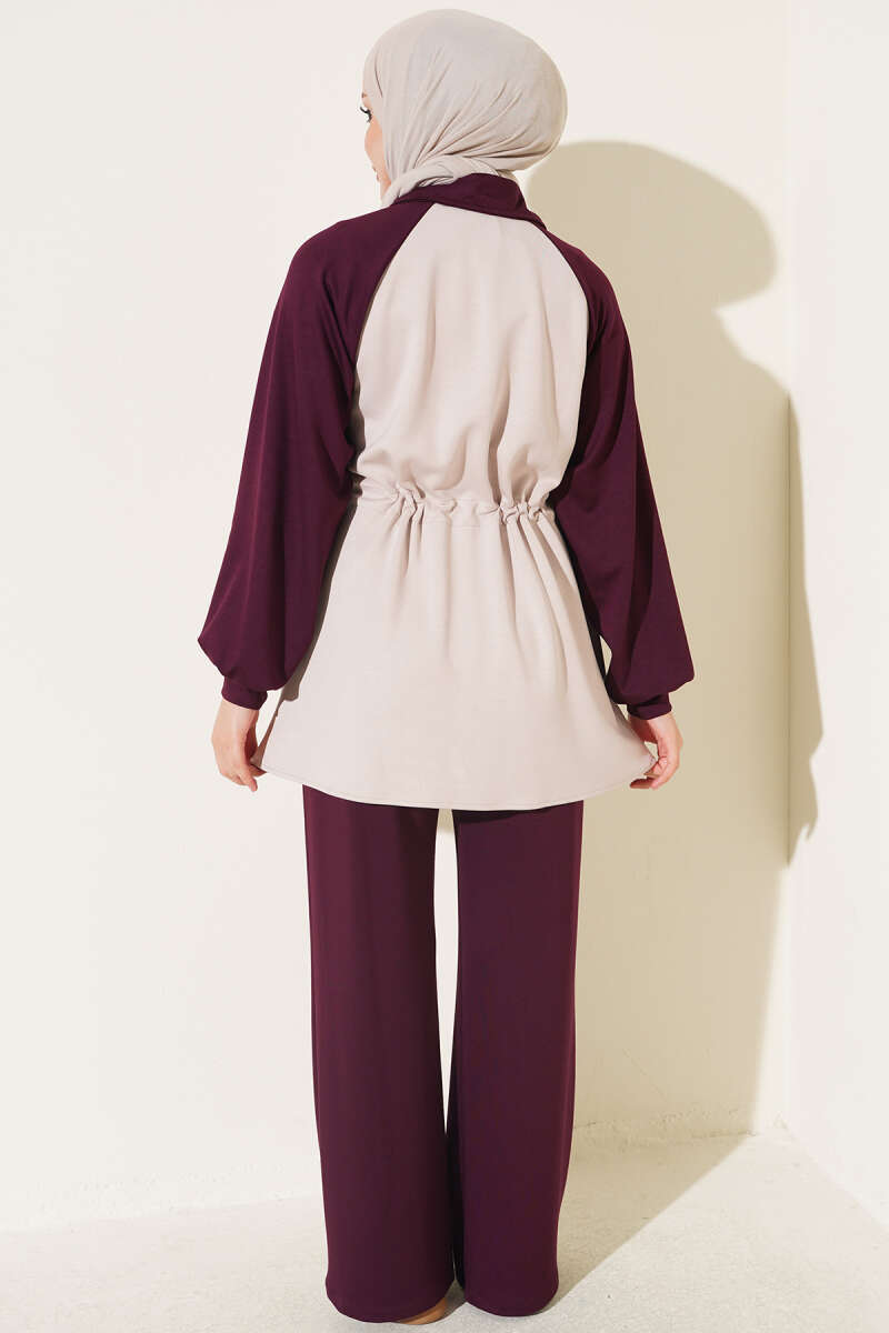 Two-Piece Set with Twin Pockets - Plum