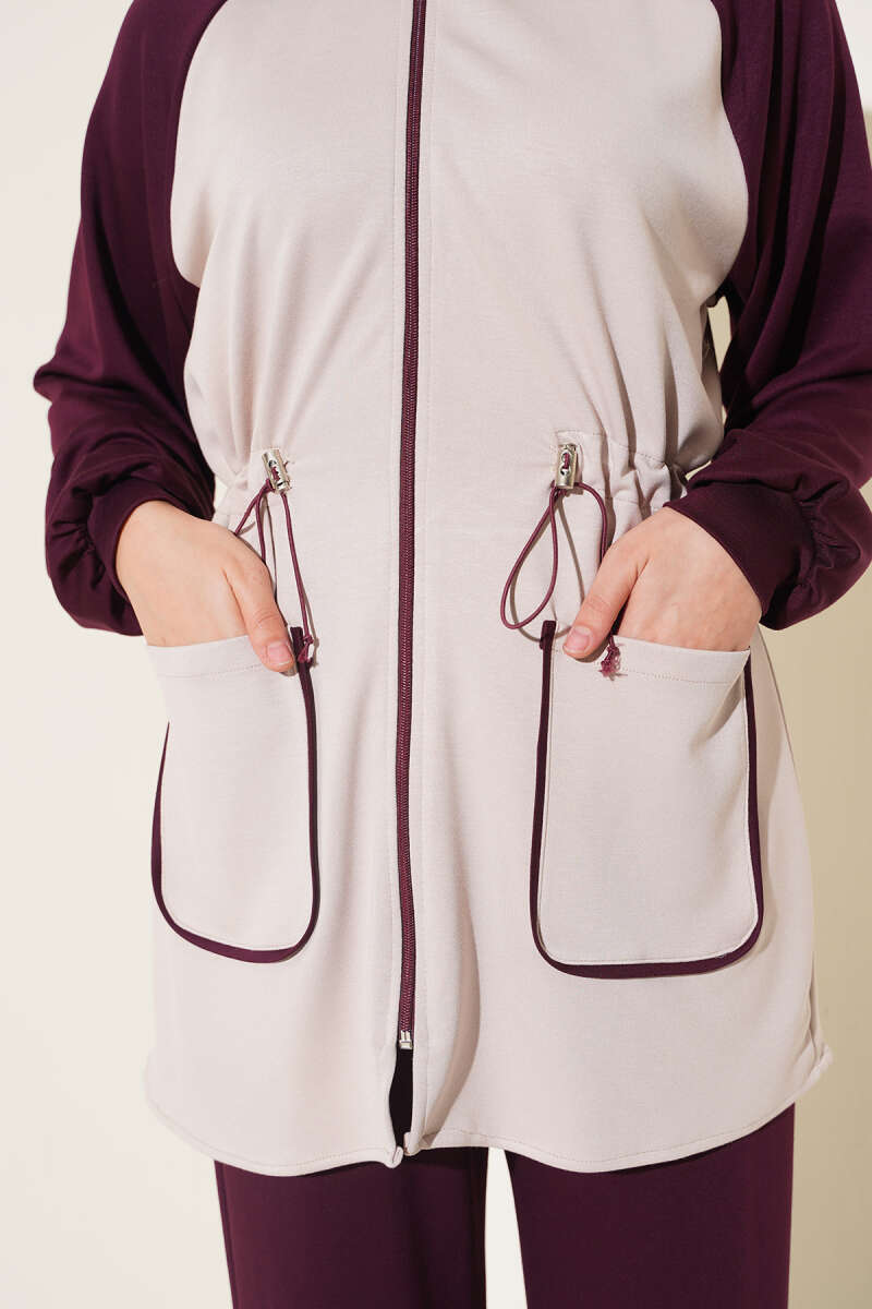Two-Piece Set with Twin Pockets - Plum