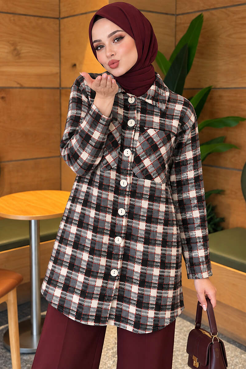Oversized Lumberjack Shirt with Two Pockets - Smoke Grey