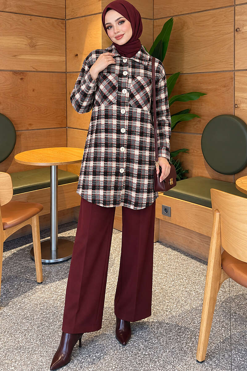 Oversized Lumberjack Shirt with Two Pockets - Smoke Grey