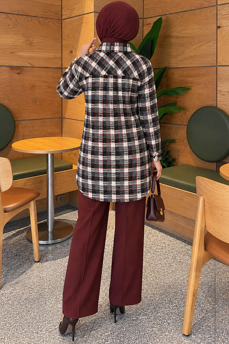 Oversized Lumberjack Shirt with Two Pockets - Smoke Grey