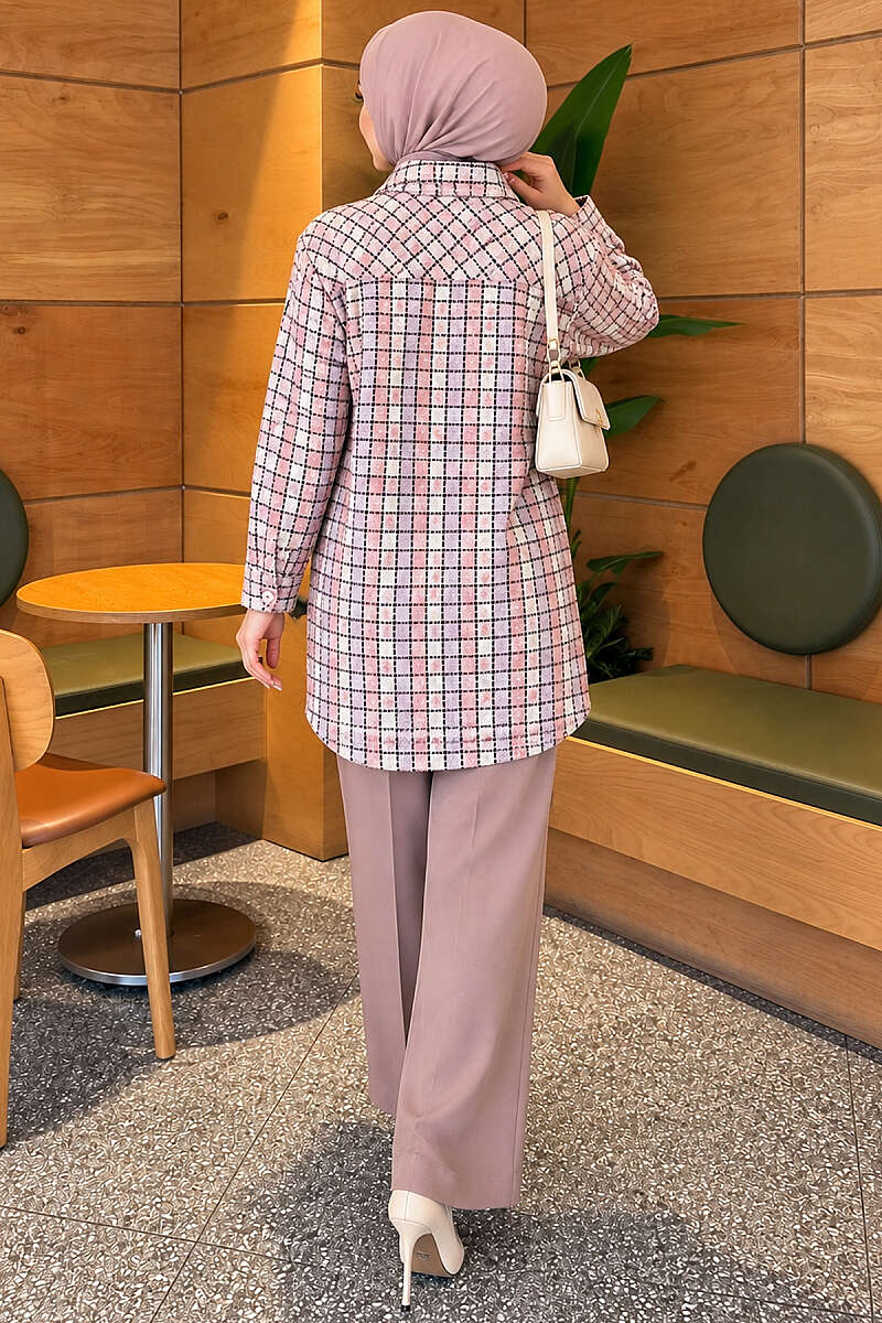 Oversized Lumberjack Shirt with Two Pockets - Lilac