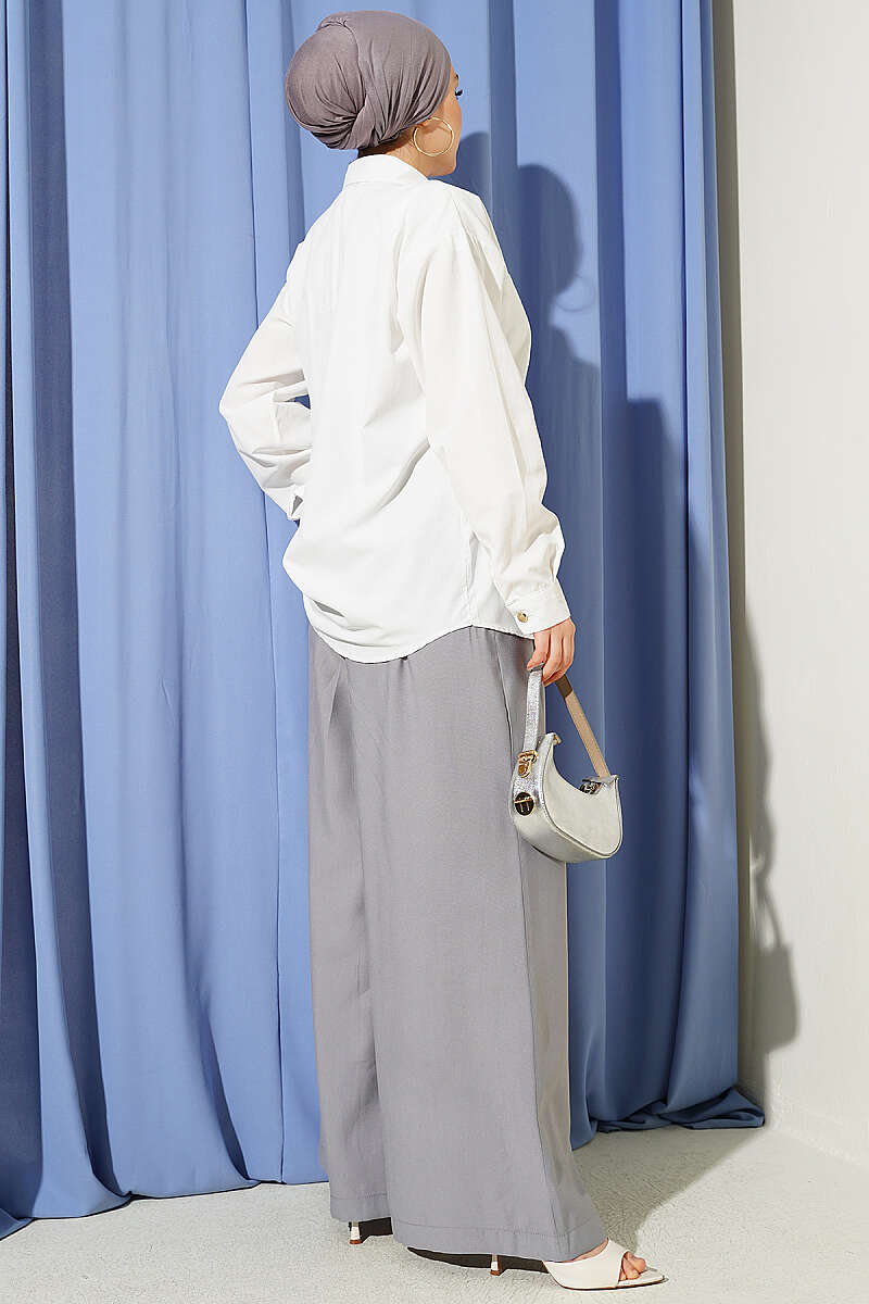 Two-Pocket Polycotton Shirt - Ecru