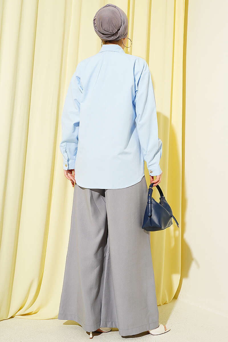 Two-Pocket Polycotton Shirt - Blue