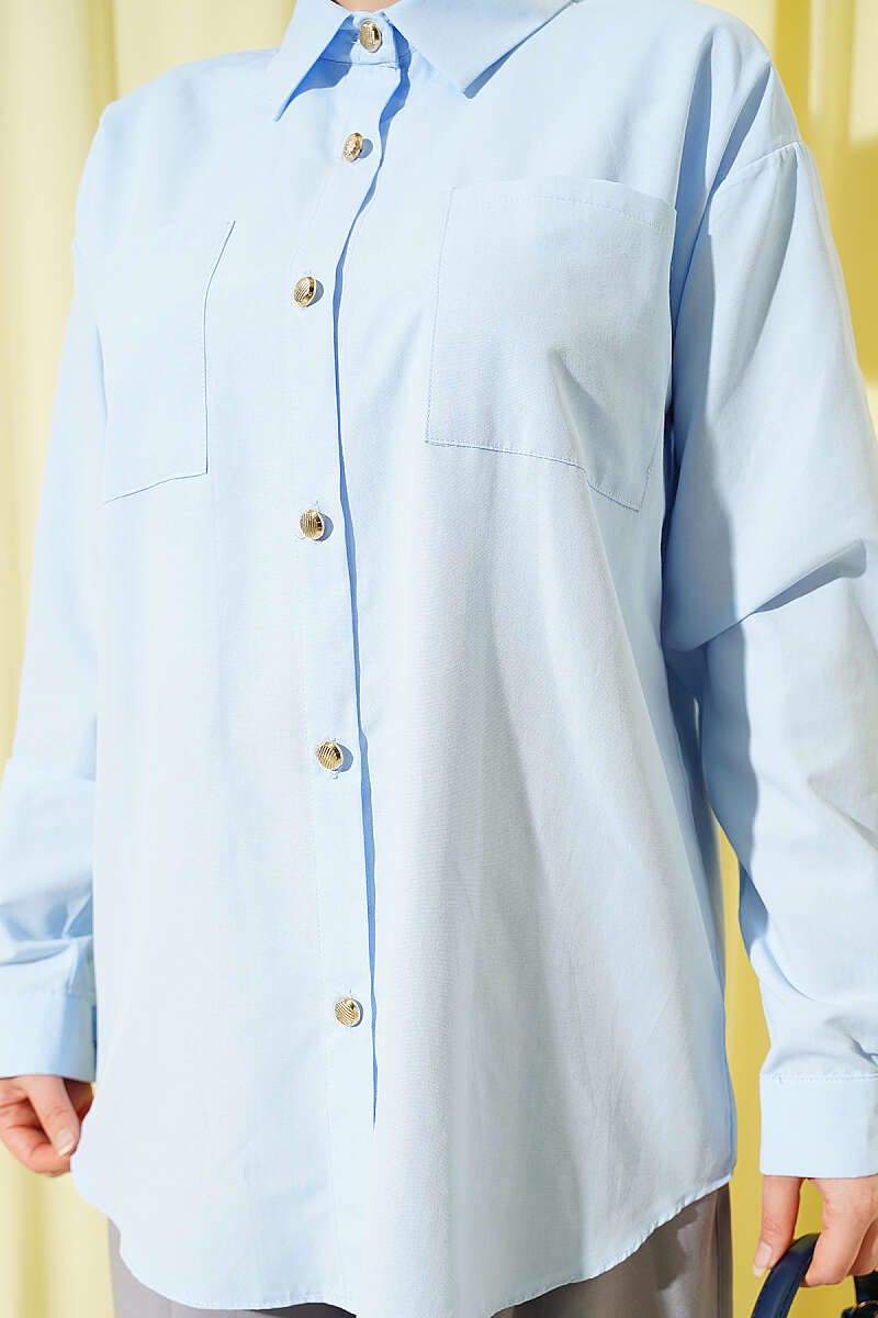 Two-Pocket Polycotton Shirt - Blue