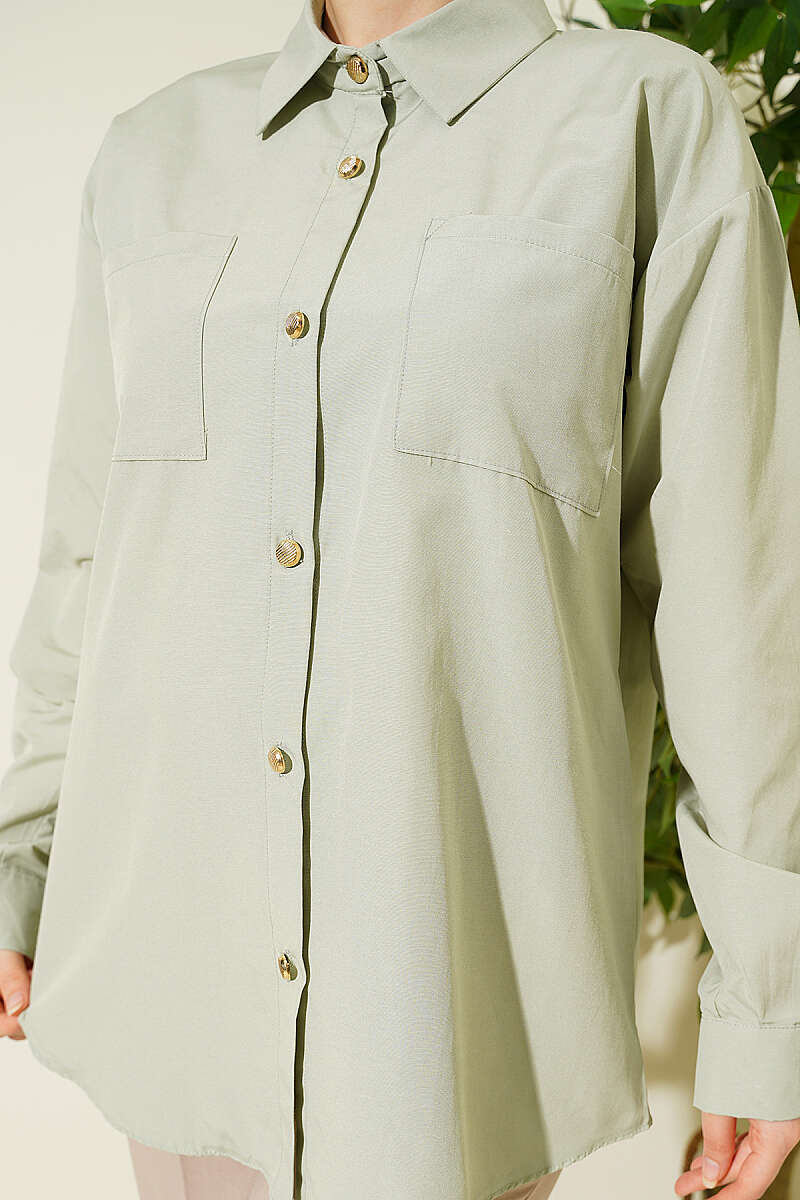 Two-Pocket Polycotton Shirt - Mint