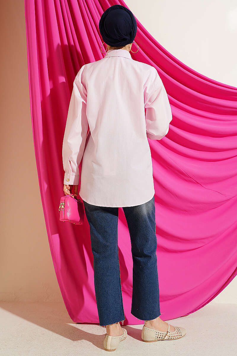 Two-Pocket Polycotton Shirt - Pink