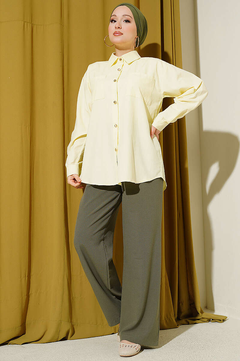Two-Pocket Polycotton Shirt - Yellow