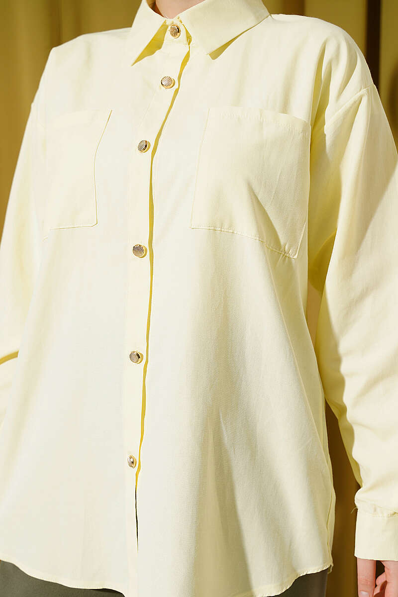 Two-Pocket Polycotton Shirt - Yellow