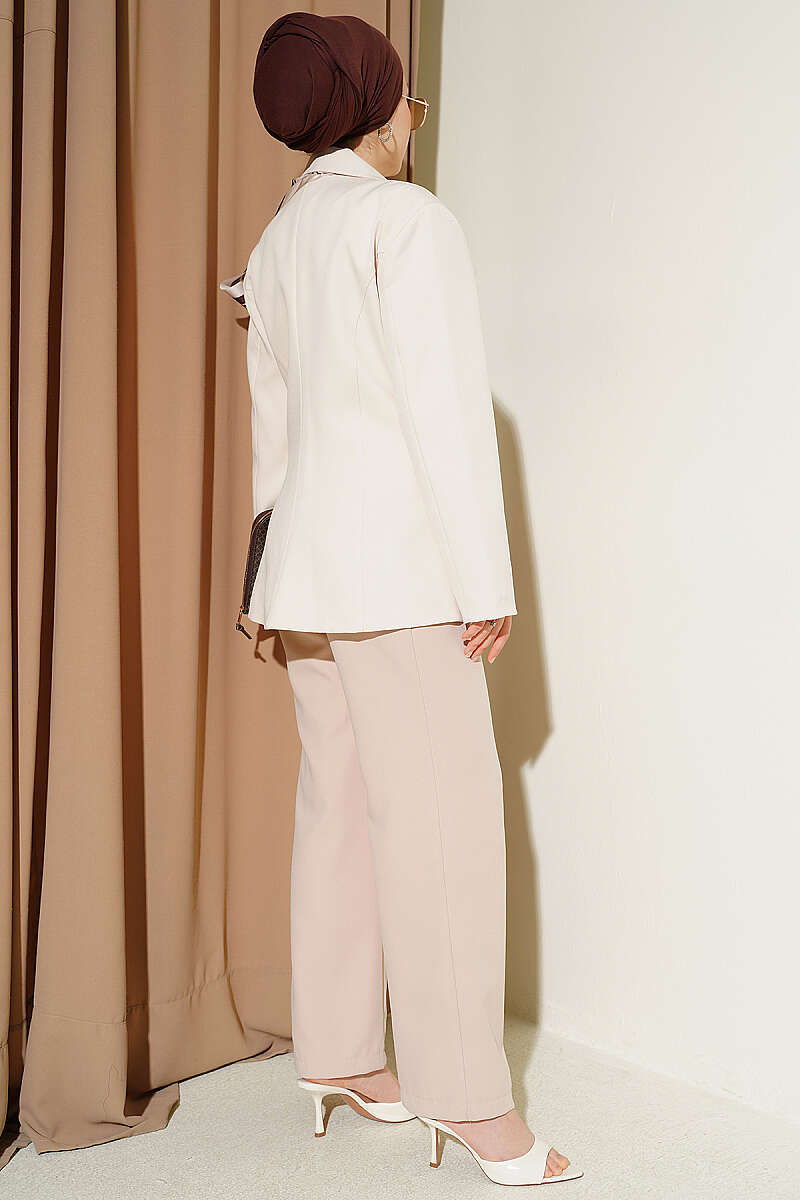 Basic Double-Button Blazer - Beige