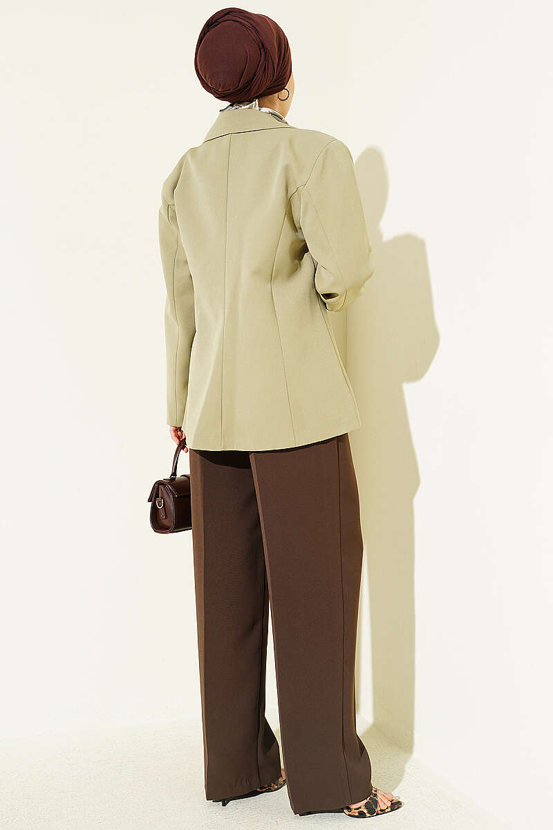 Basic Double-Button Blazer - Almond Green