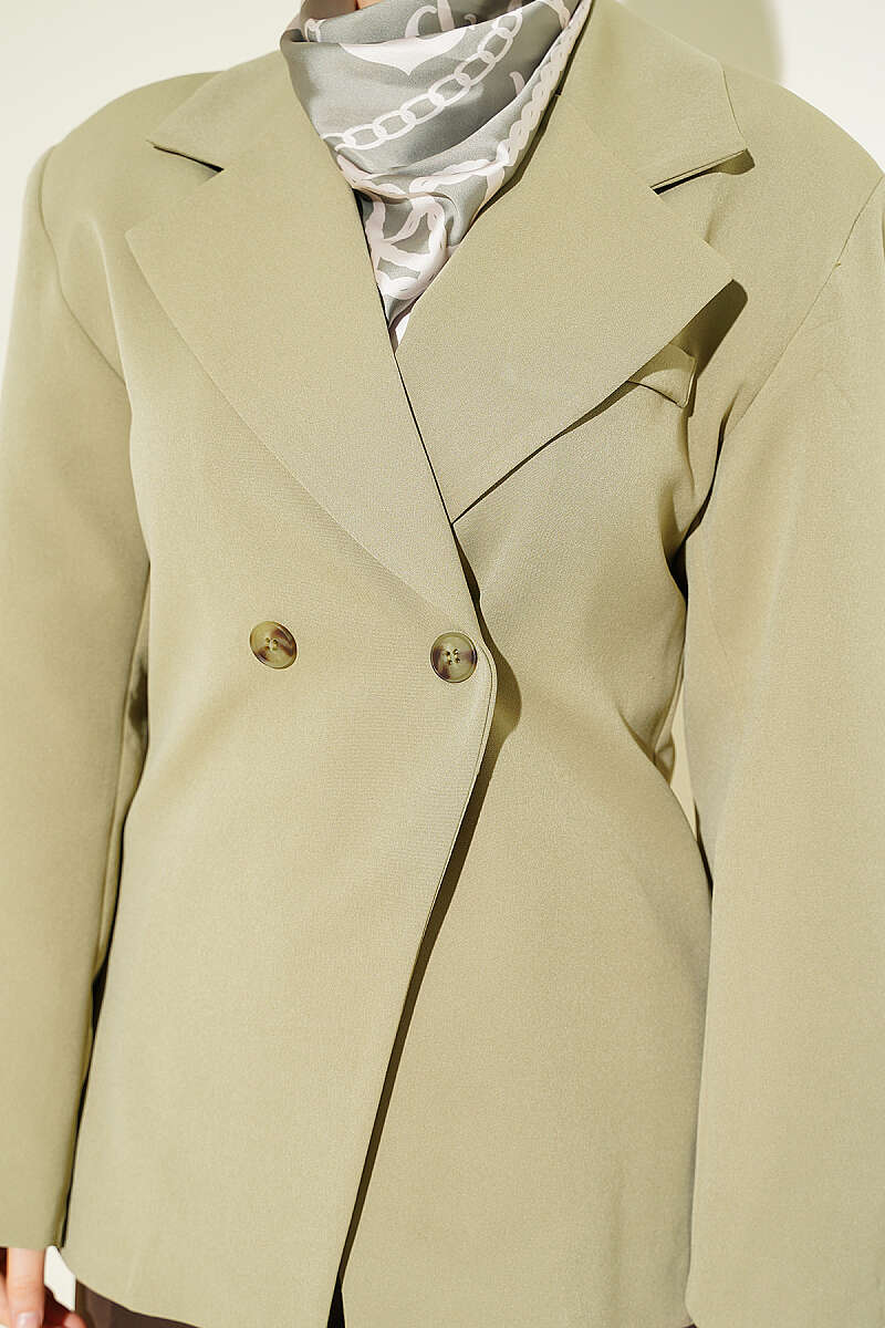 Basic Double-Button Blazer - Almond Green