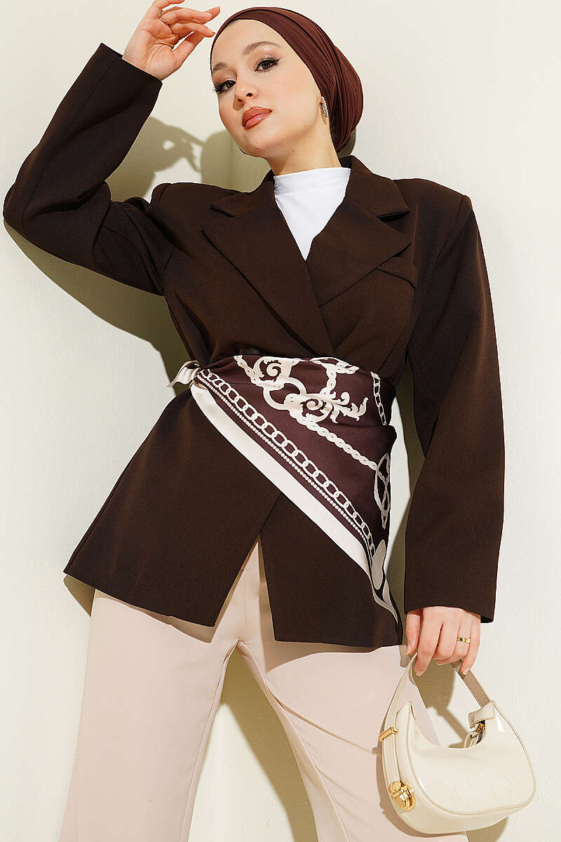 Basic Double-Button Blazer - Brown