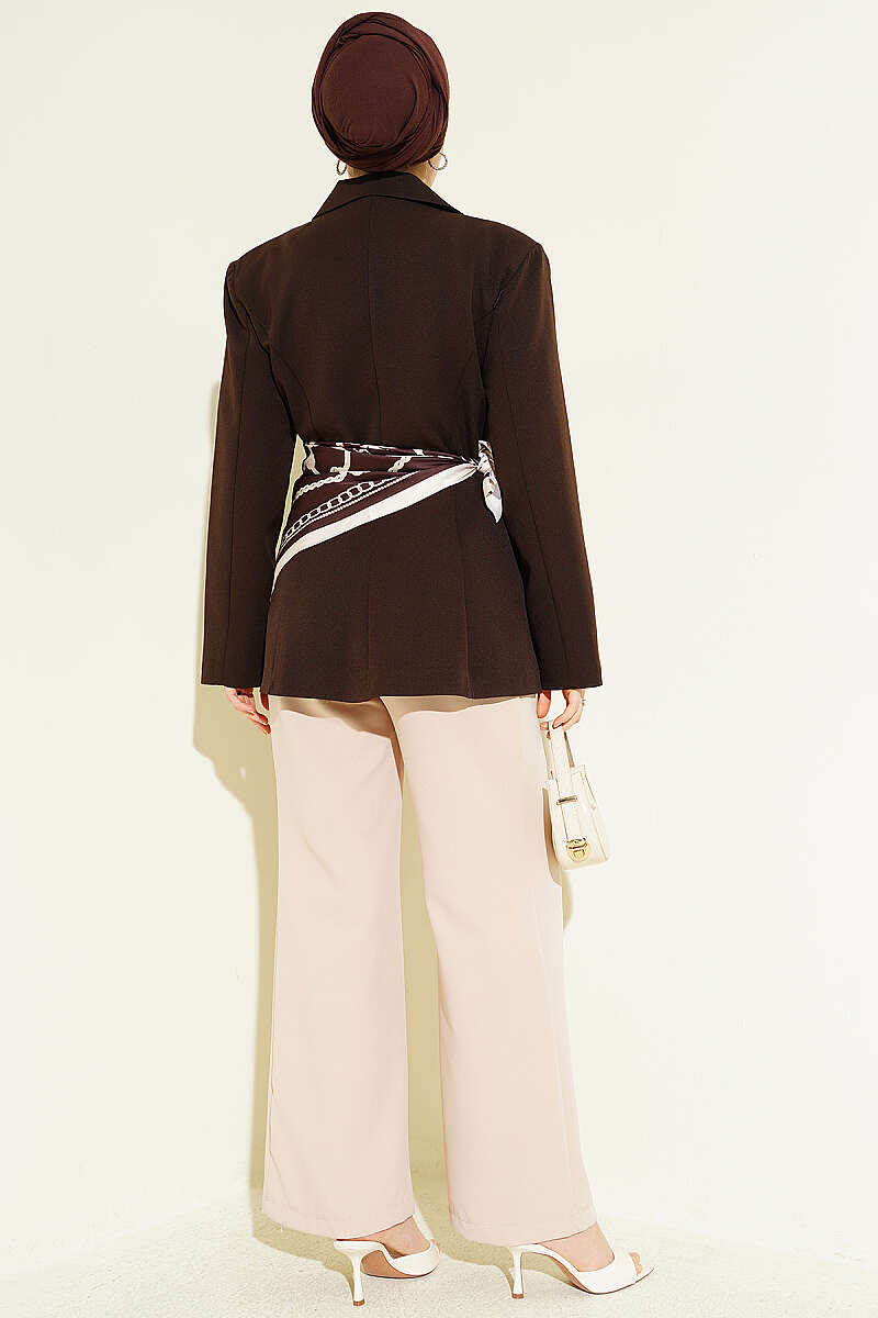 Basic Double-Button Blazer - Brown