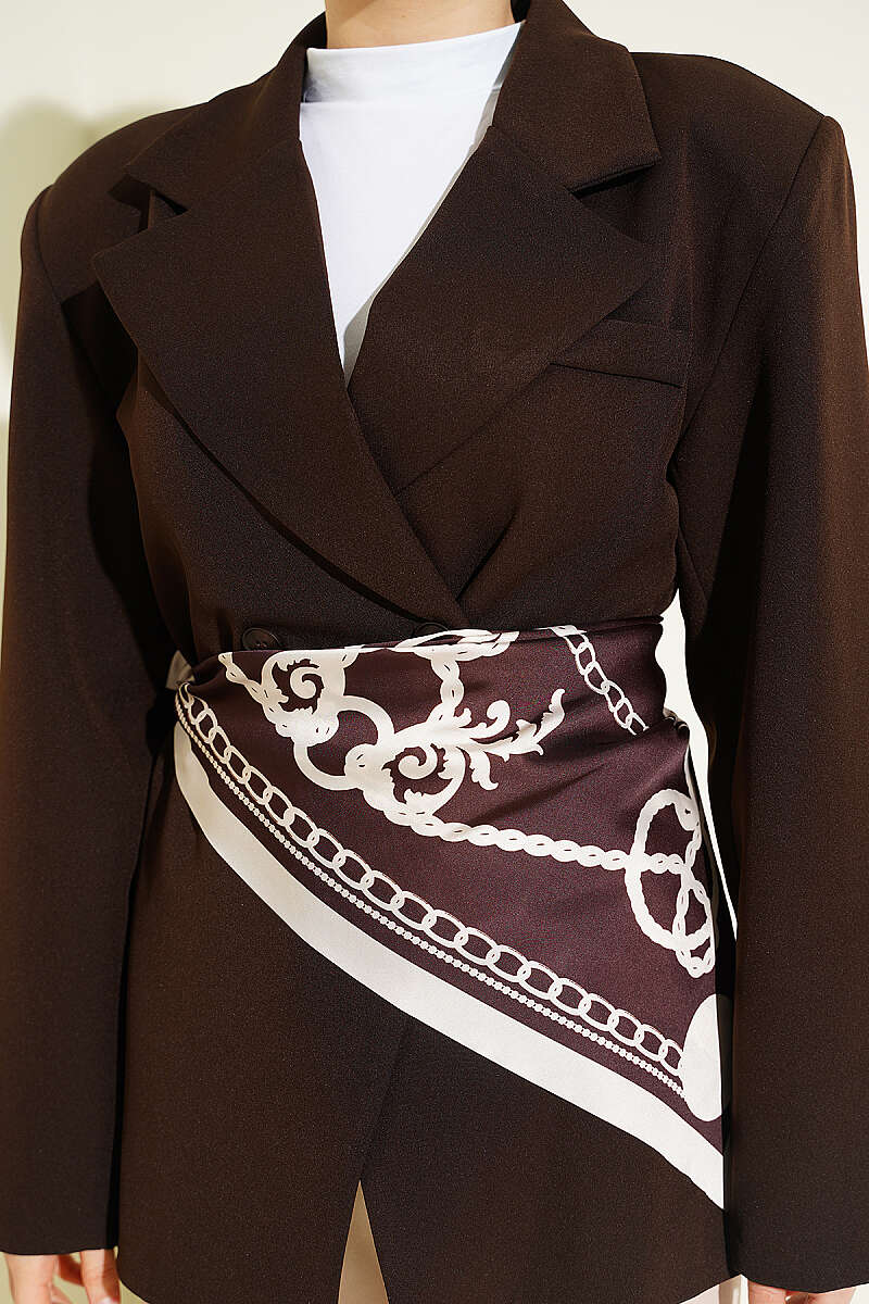 Basic Double-Button Blazer - Brown