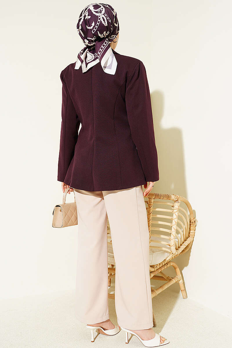 Basic Double-Button Blazer - Plum