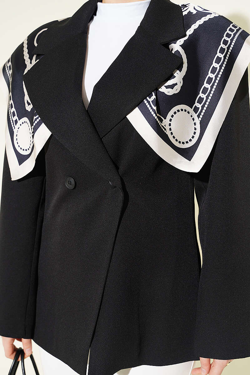 Basic Double-Button Blazer - Black