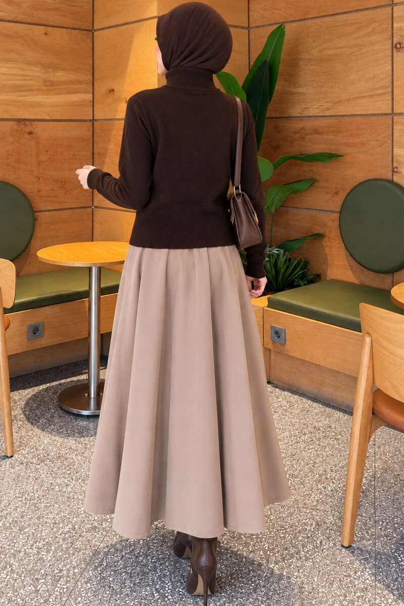 Knit Cardigan with Double Zip and Buttons - Brown