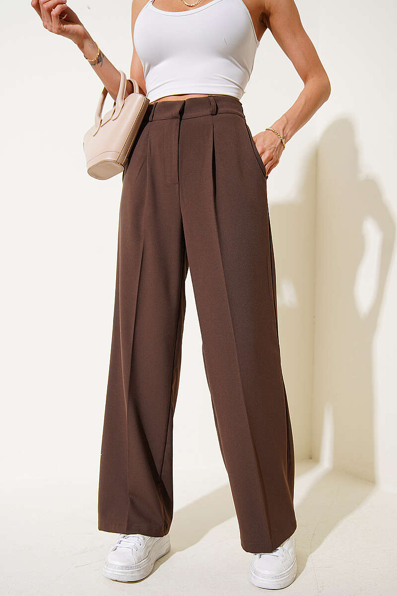 Double-Hook Palazzo Trousers - Mink