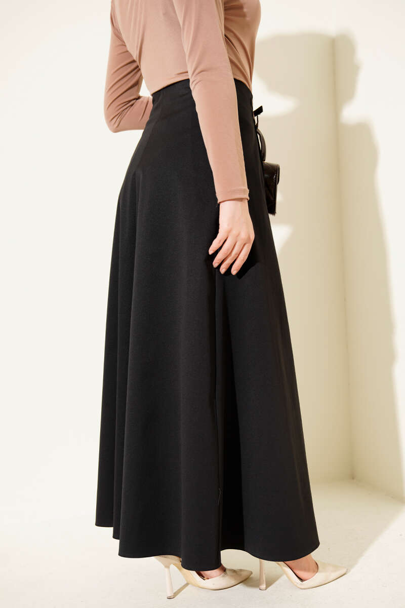 Skirt with Double-Belt Detail - Black