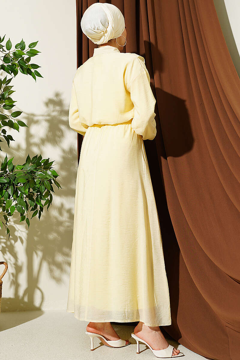 Two-Piece Skirt Set with Double V Ruffle - Yellow