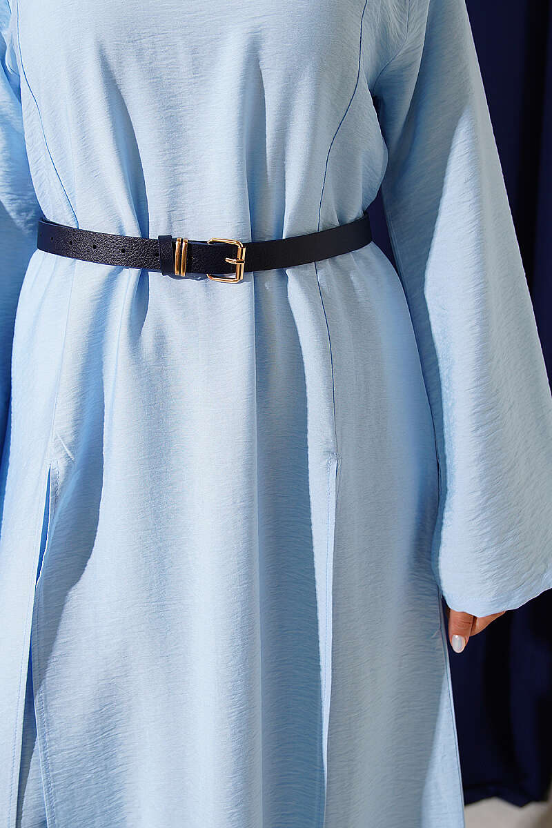 Long Tunic Two-Piece Set with Double Slits - Blue