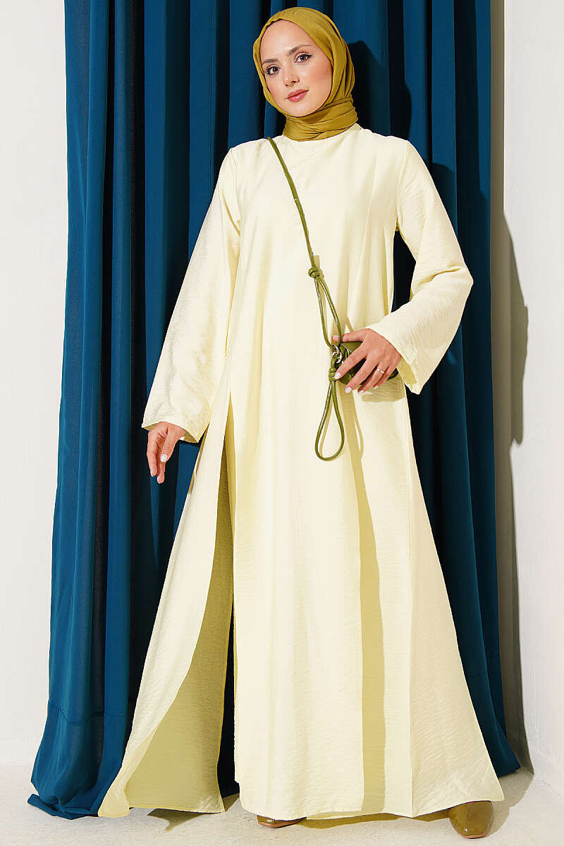 Long Tunic Two-Piece Set with Double Slits - Yellow