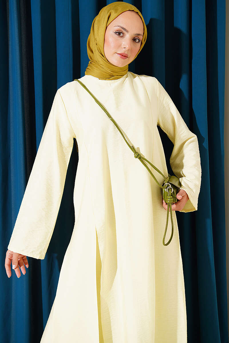 Long Tunic Two-Piece Set with Double Slits - Yellow