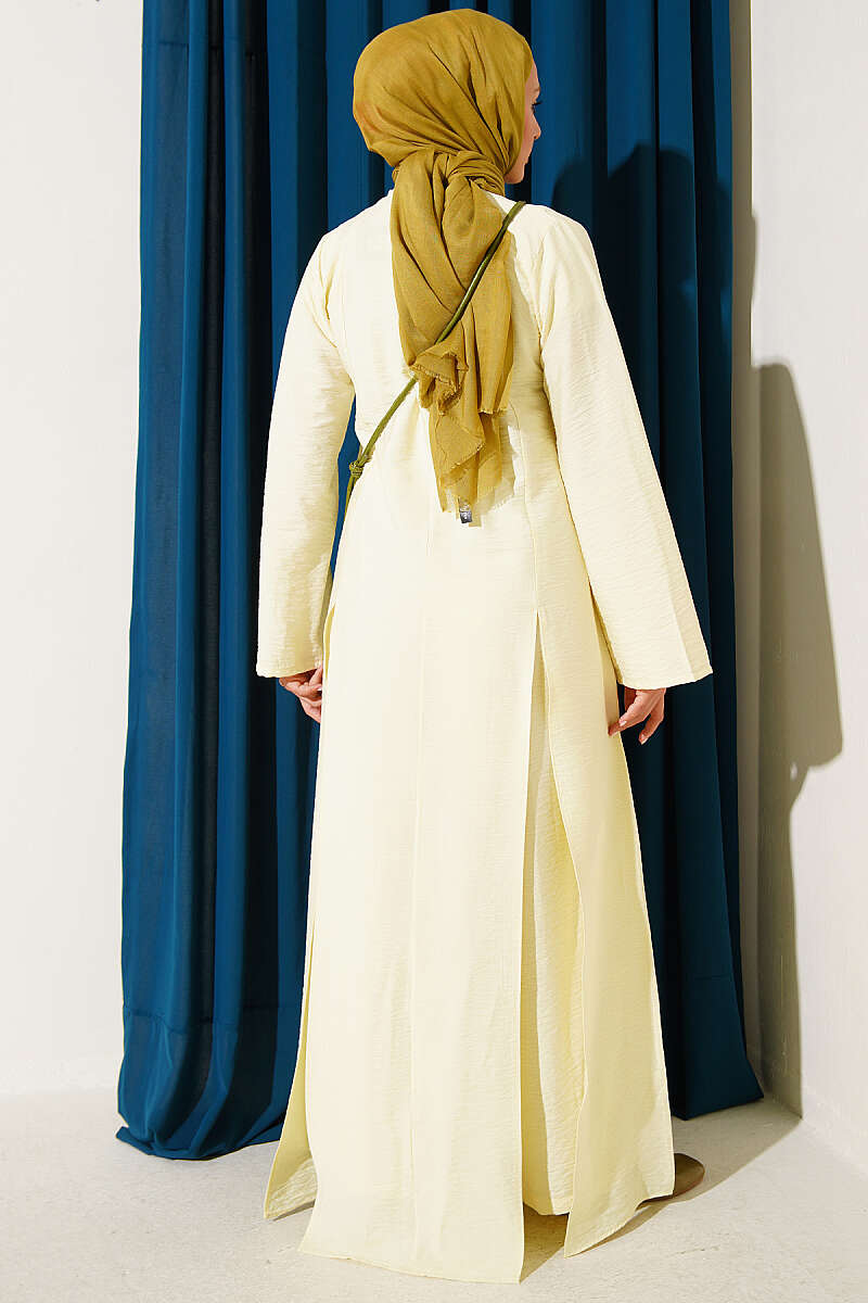 Long Tunic Two-Piece Set with Double Slits - Yellow