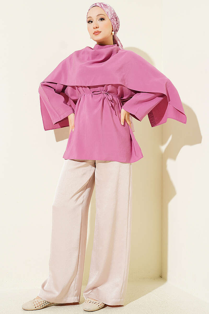 Modal Tunic with Removable Shawl - Orchid