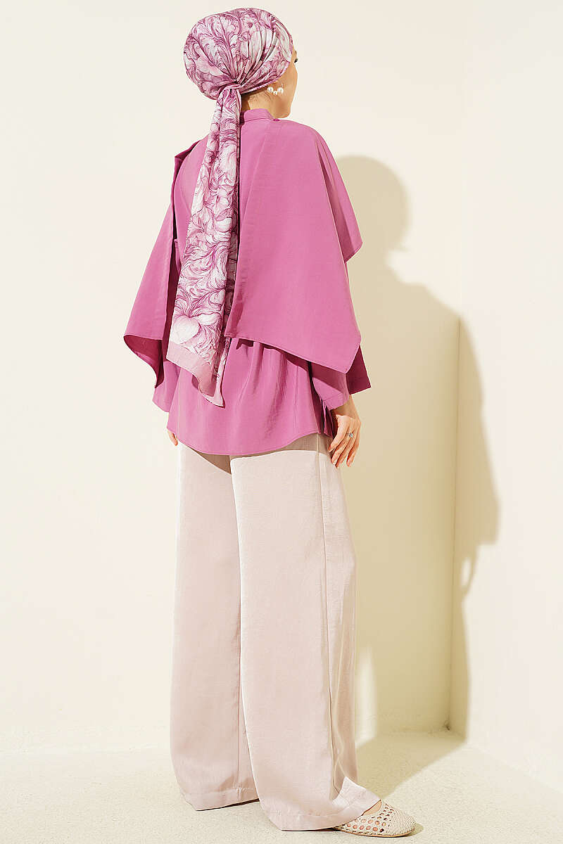 Modal Tunic with Removable Shawl - Orchid