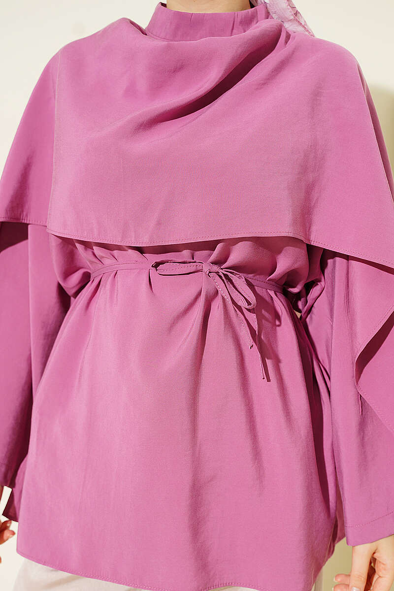 Modal Tunic with Removable Shawl - Orchid