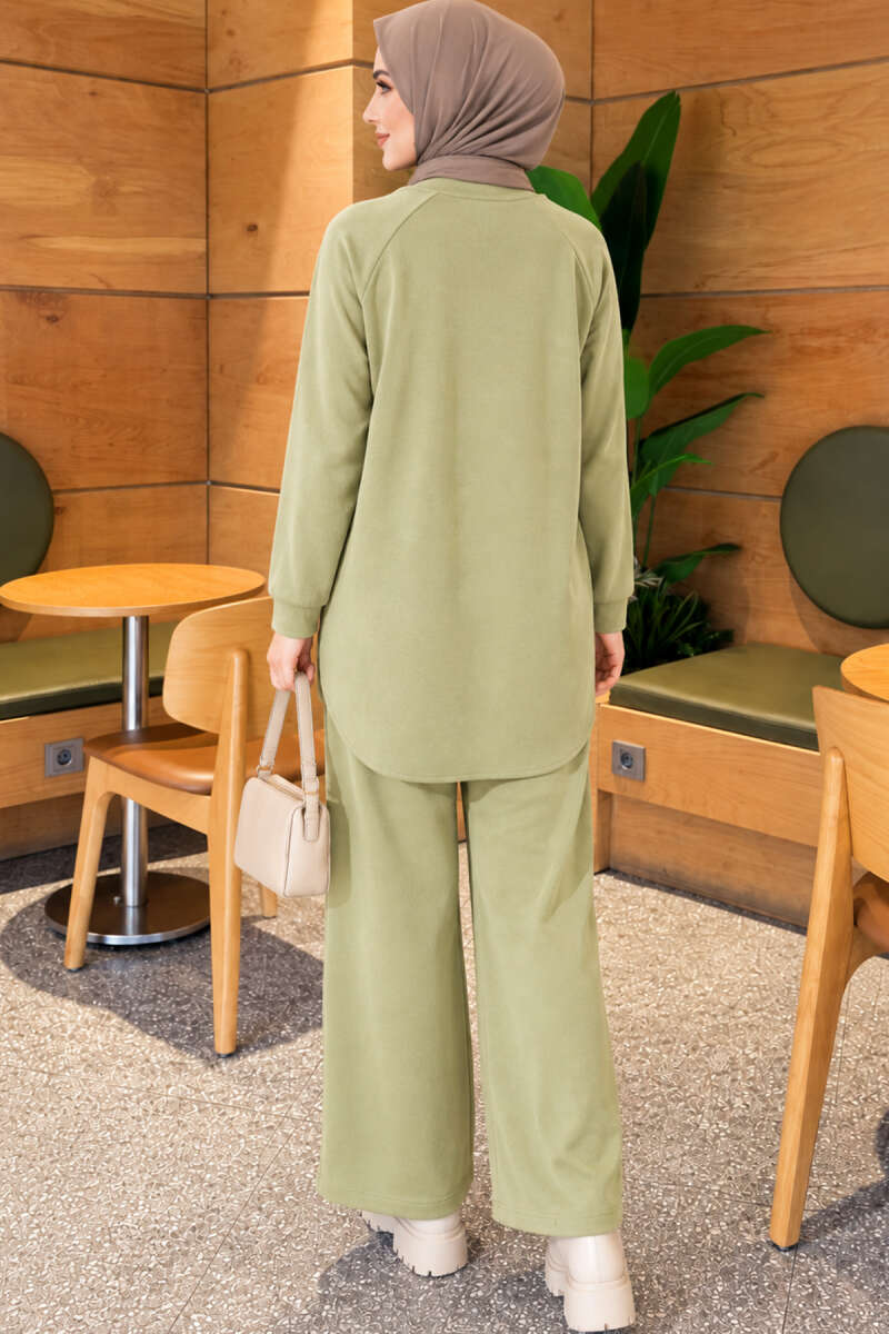 Loycha Two-Piece Set with Oval Stitching - Almond Green