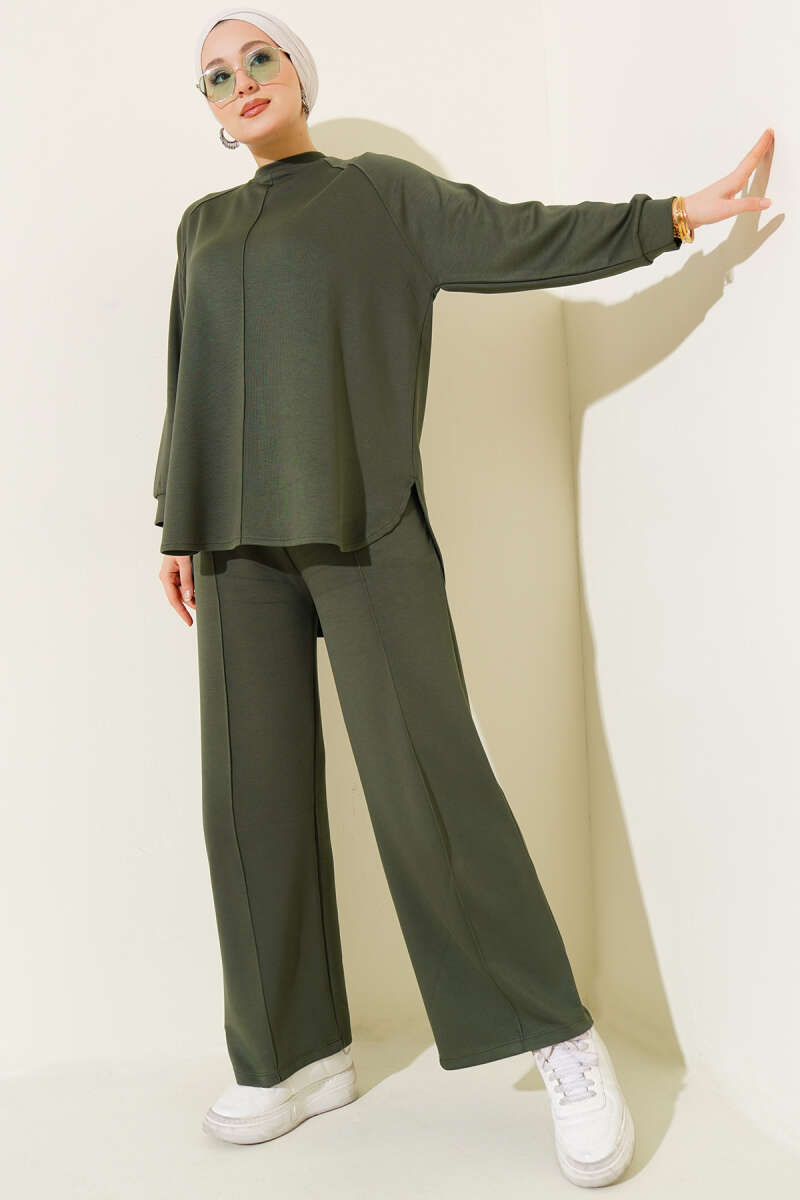 Loycha Two-Piece Set with Oval Stitching - Khaki