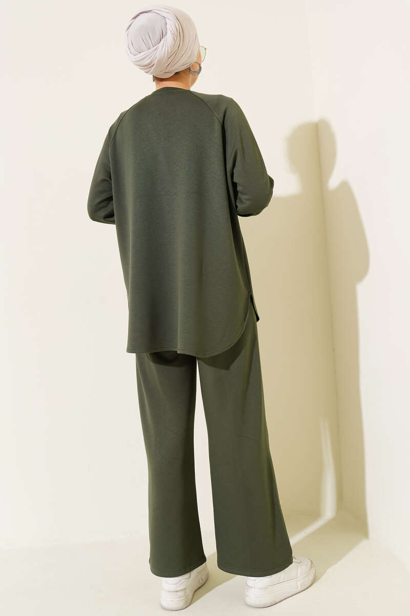 Loycha Two-Piece Set with Oval Stitching - Khaki