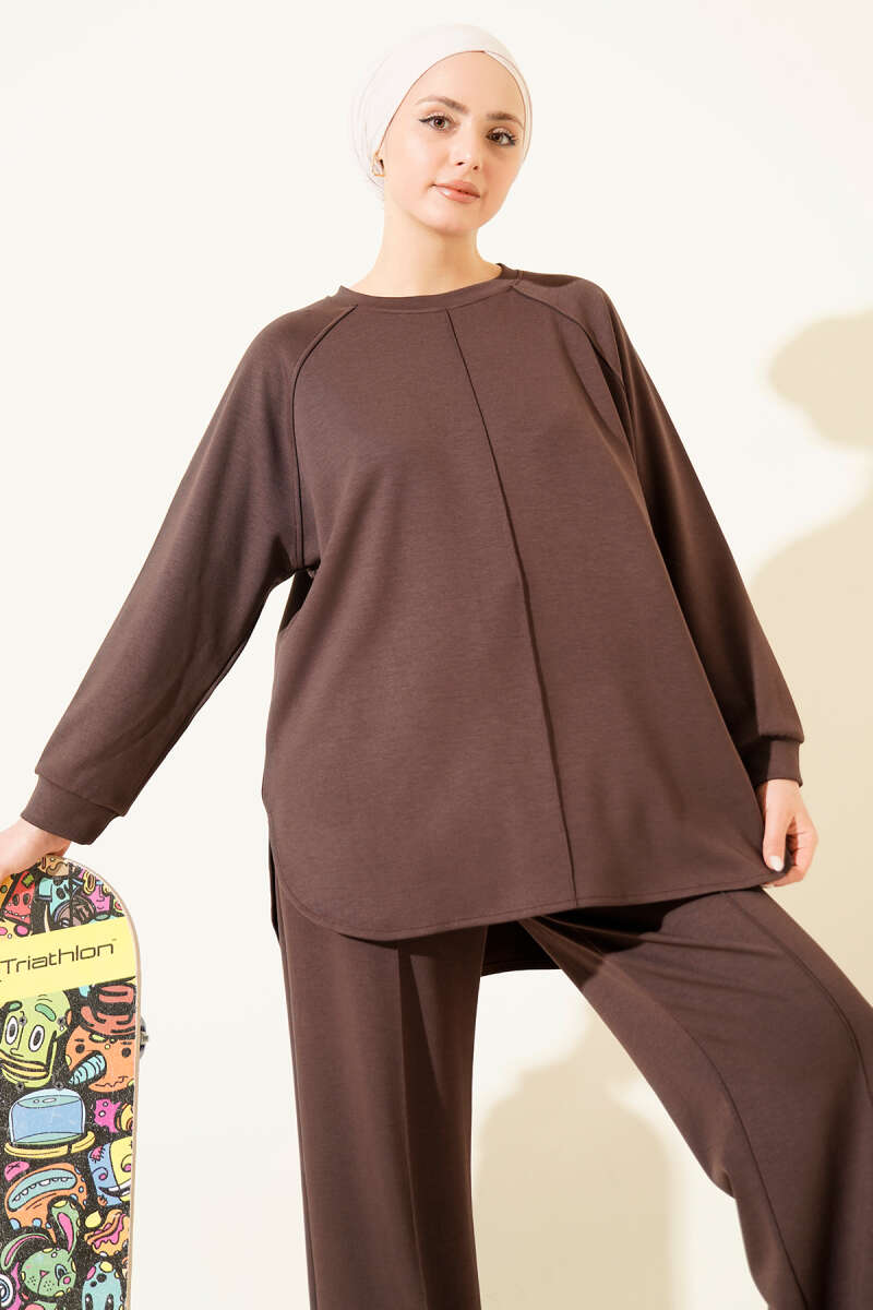 Loycha Two-Piece Set with Oval Stitching - Brown