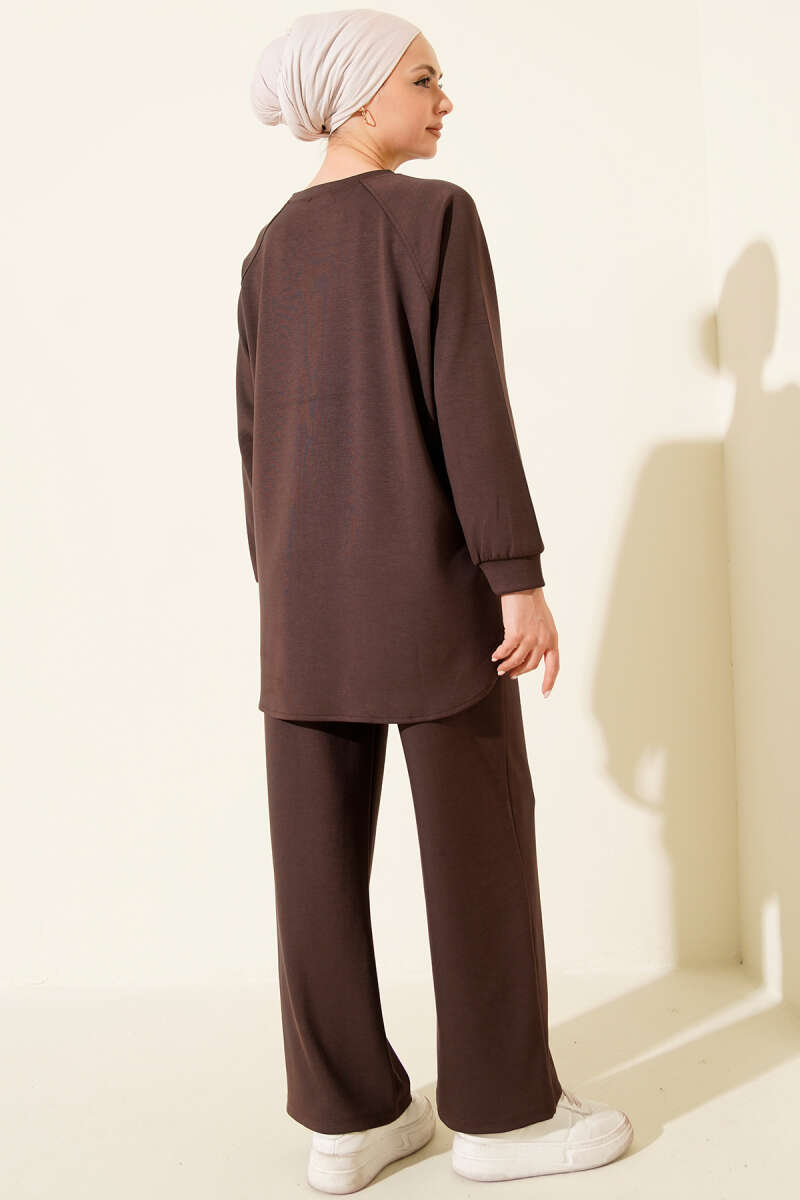 Loycha Two-Piece Set with Oval Stitching - Brown
